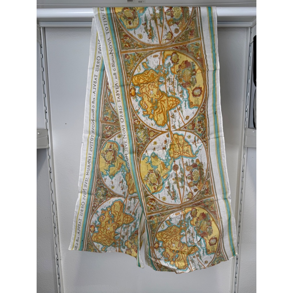 Vintage World Map Scarf Nova Totivs Terrarvm Blaeu Cartography Oblong Wrap